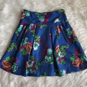 Anthropologie Floral High Waisted Skirt